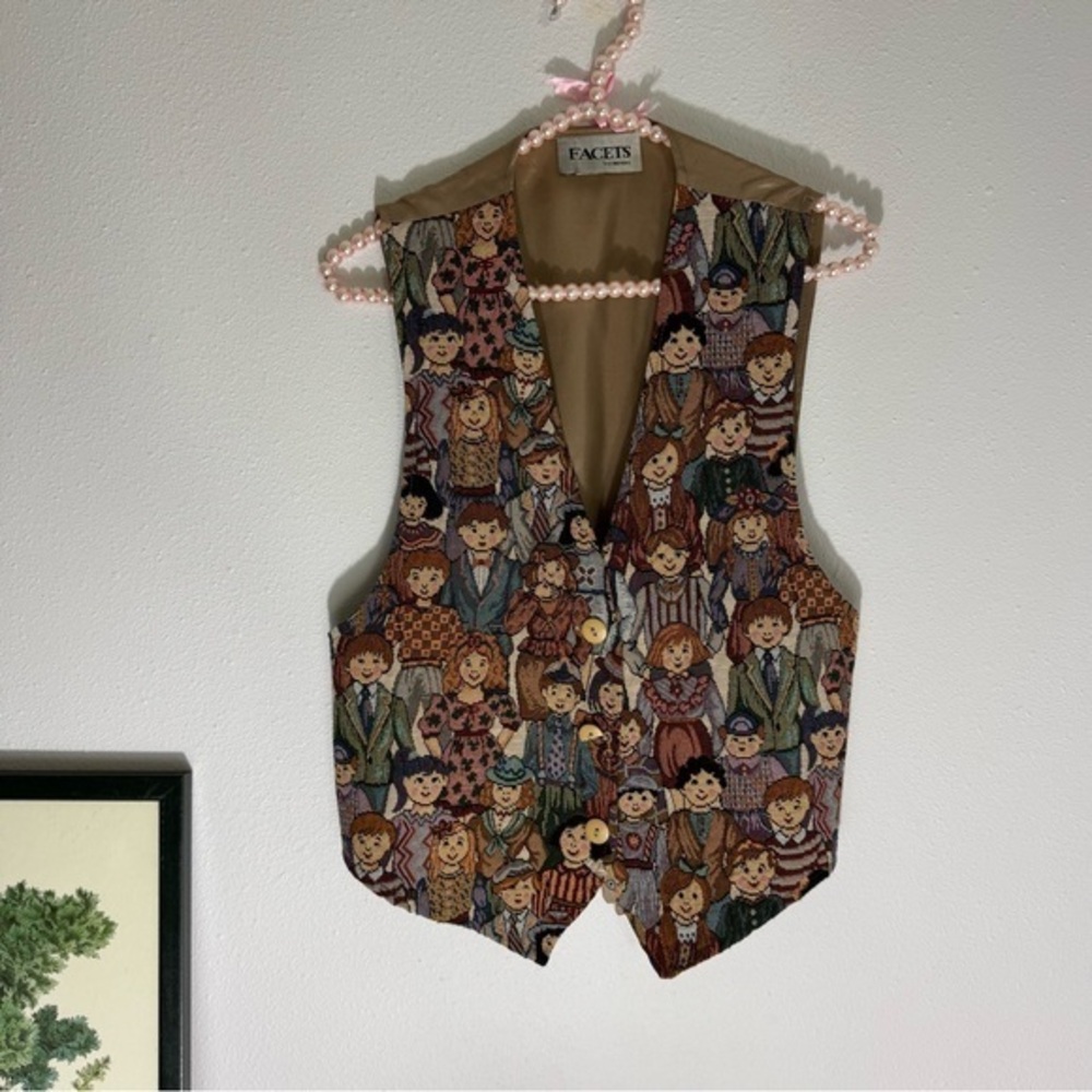 Vintage Facets by Mirrors tapestry look school kids vest size Small